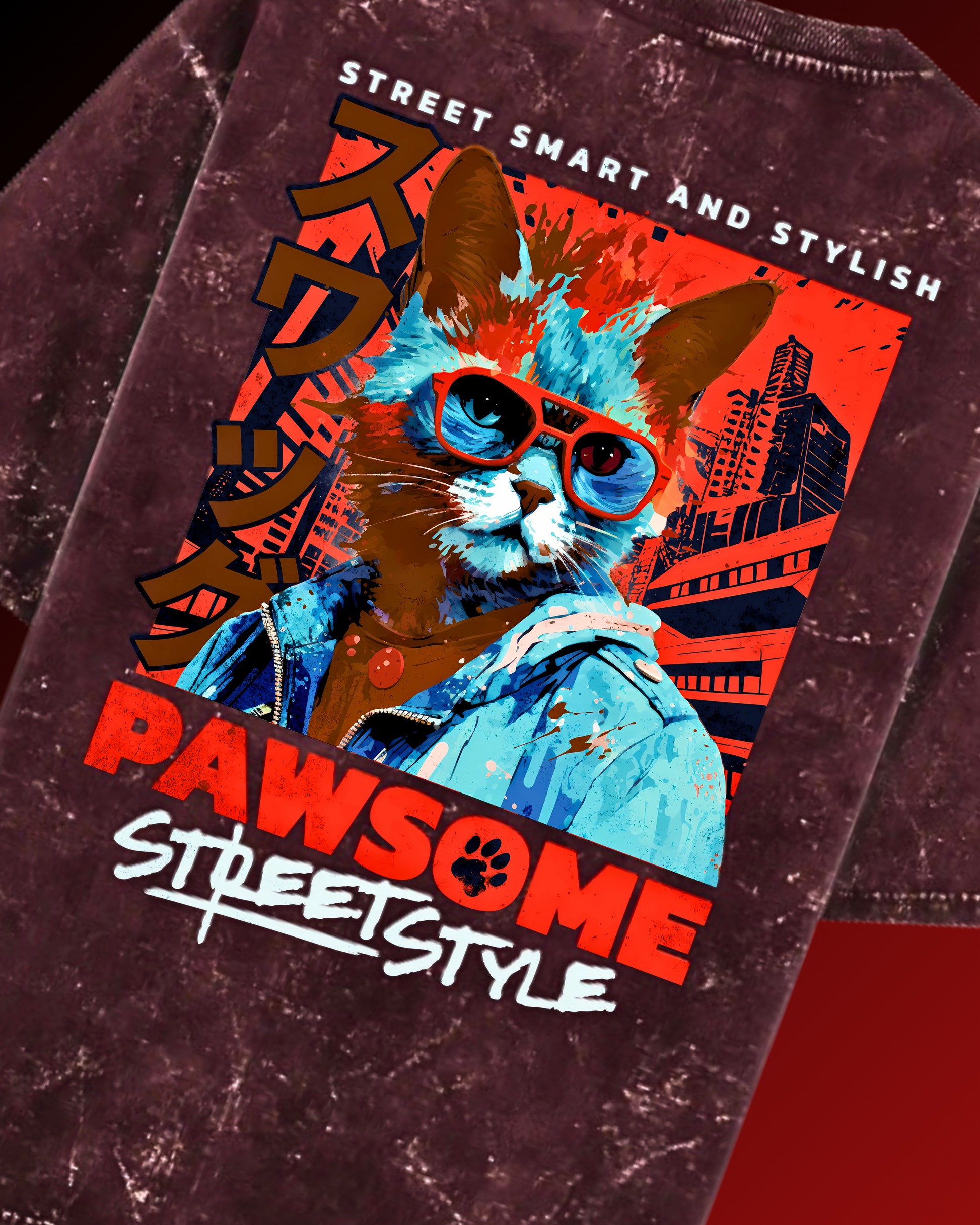 Pawsome | Acid Washed Oversized Tee