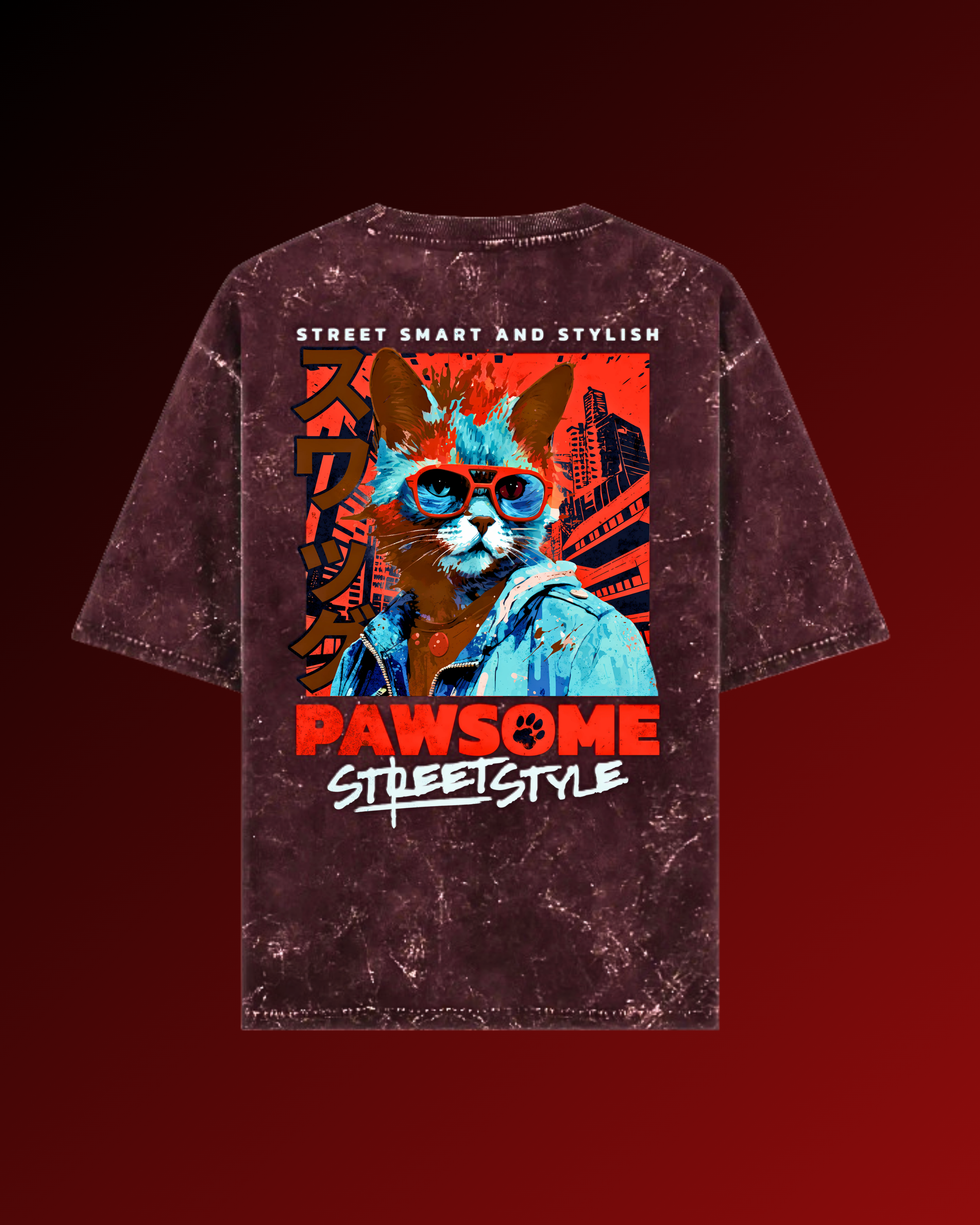 Pawsome | Acid Washed Oversized Tee