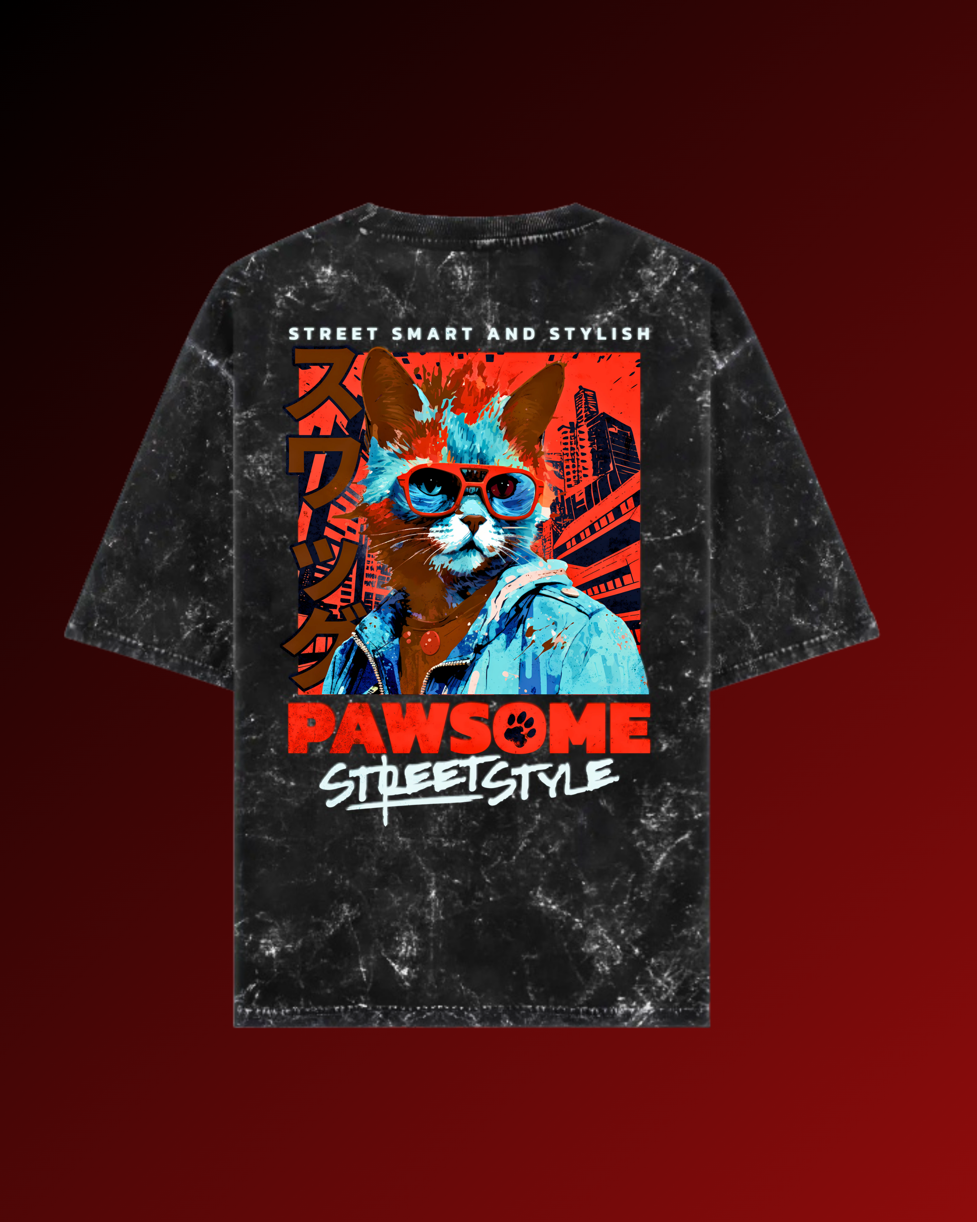 Pawsome | Acid Washed Oversized Tee