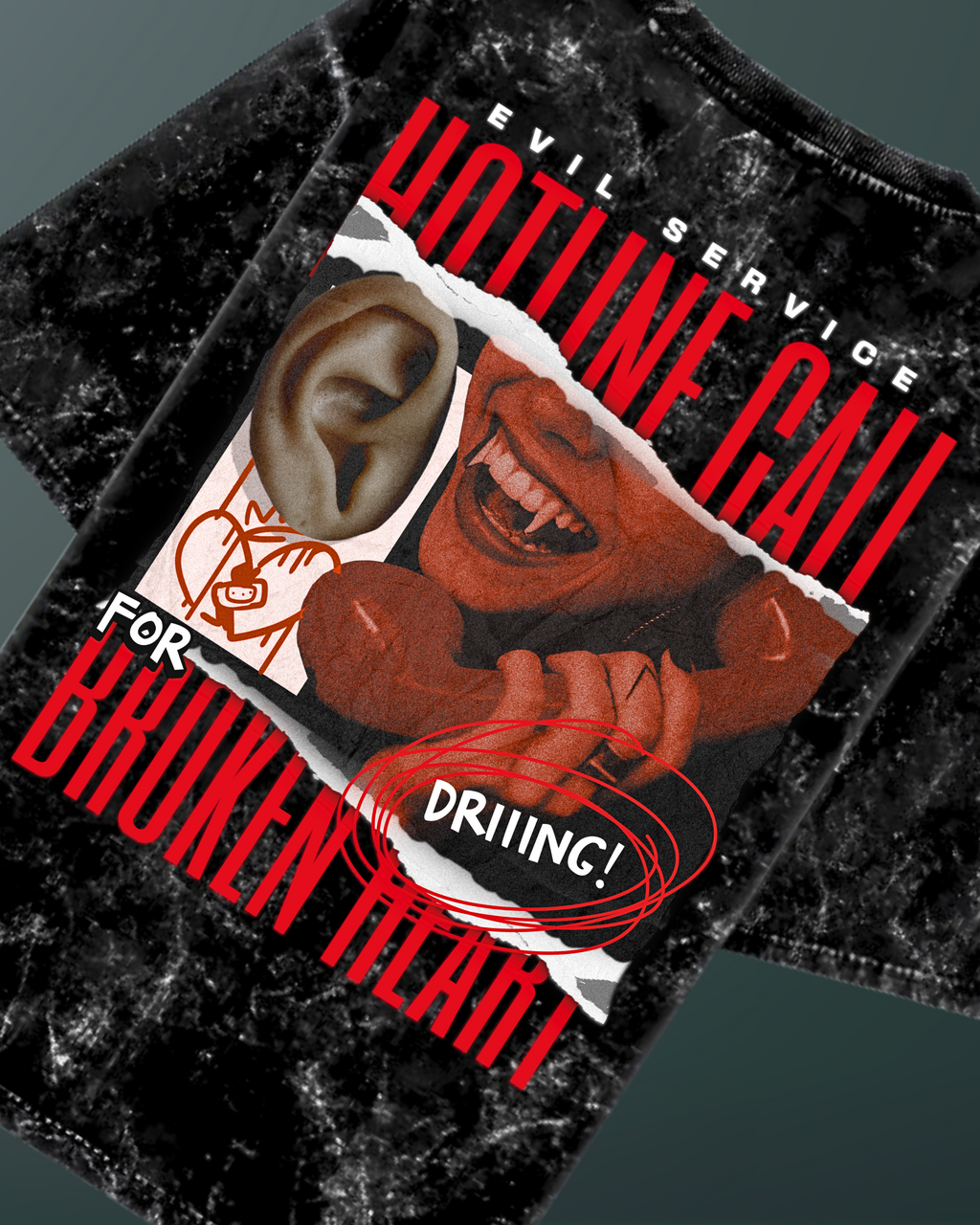 Evil Service | Acid Washed Oversized Tee